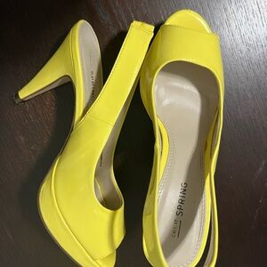 Call It Spring Yellow Platform Peep-Toe Heels